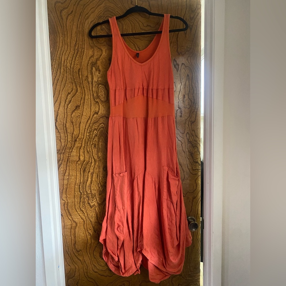 Asymmetrical Coral Sleeveless Dress